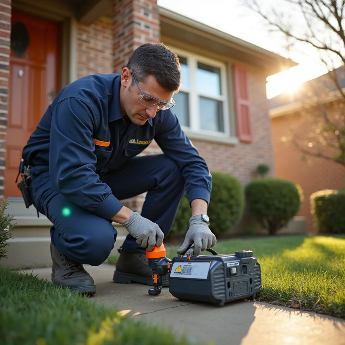 Technician performing exterior sewer diagnostic service in Cook County, IL