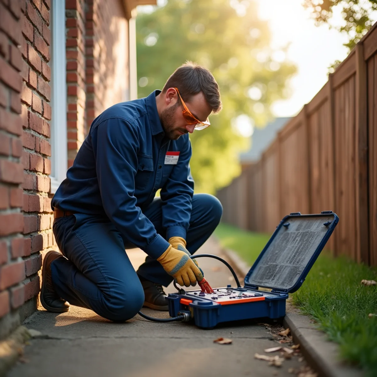 Technician performing exterior sewer diagnostic service in Hazel Crest, IL