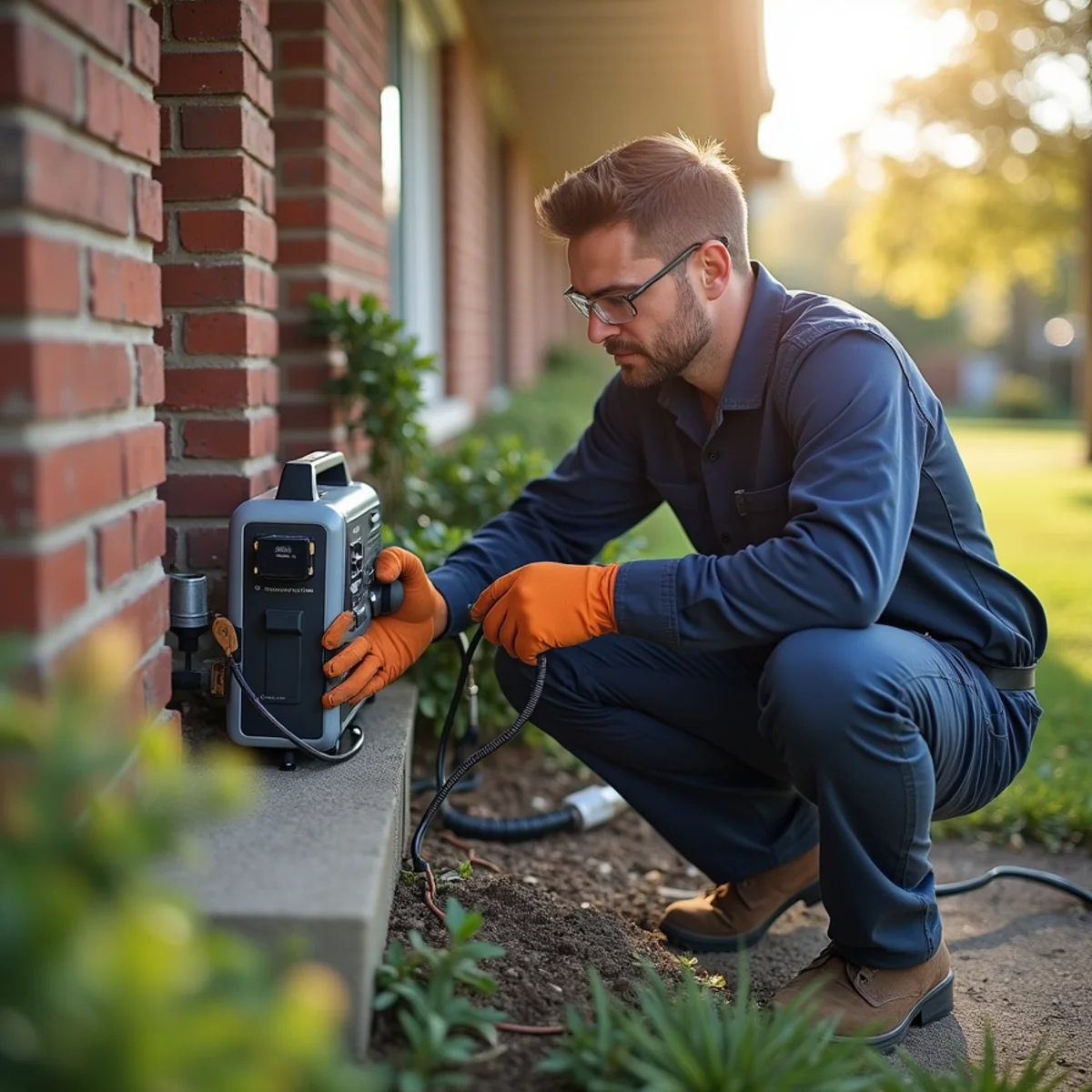Technician performing exterior sewer diagnostic service in Olympia Fields, IL