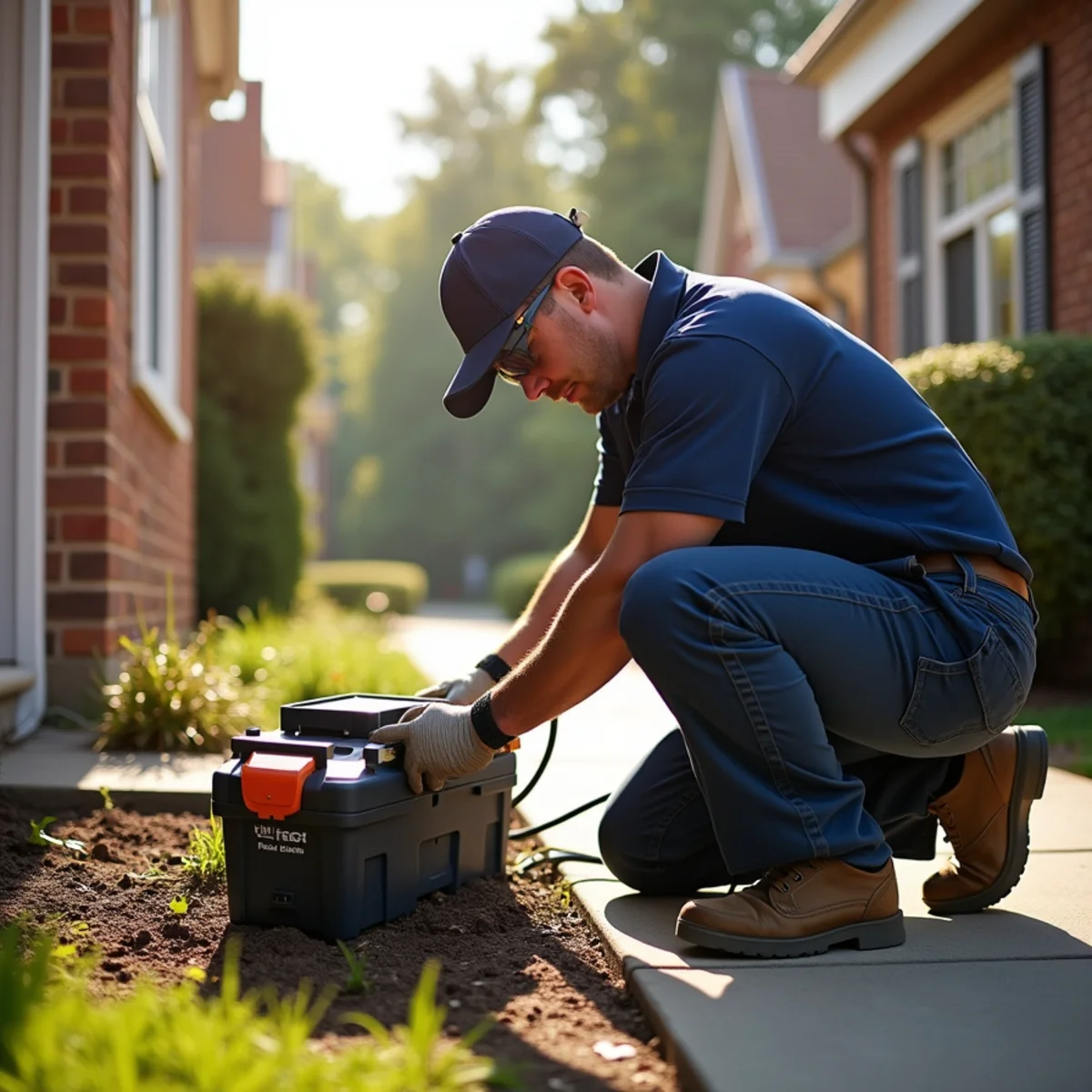 Technician performing exterior sewer diagnostic service in Thornton, IL