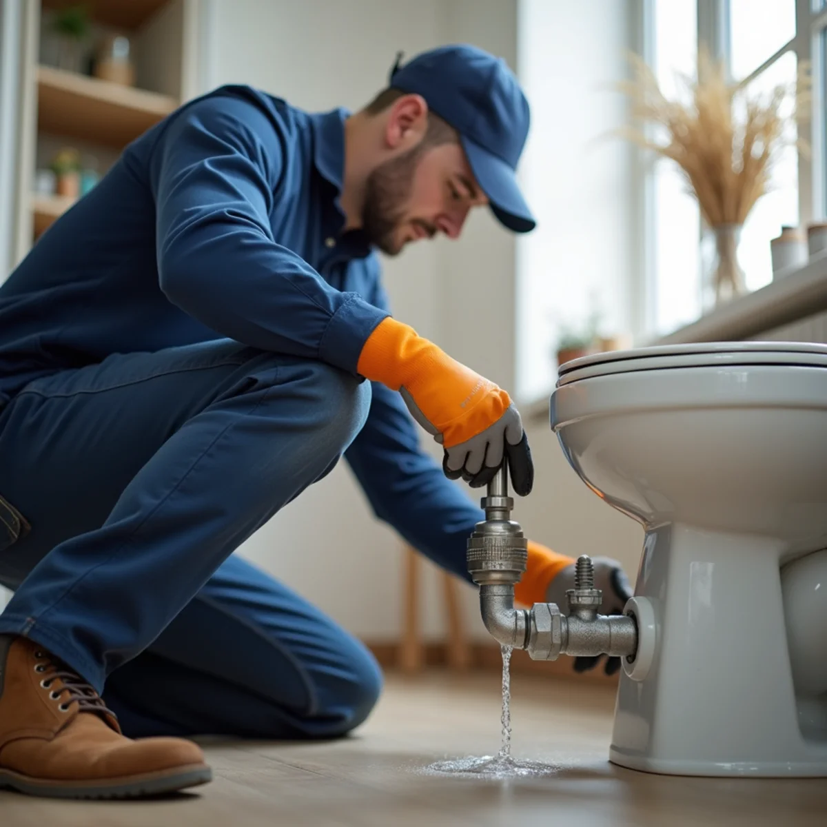 Completed Toilet Repair & Installation showing clean professional pipe fittings